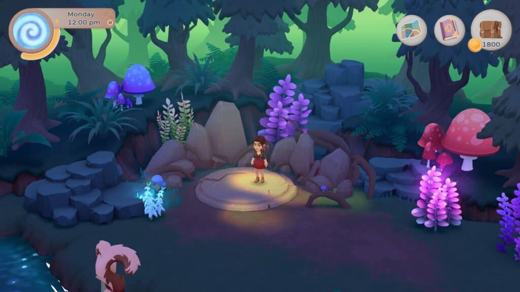 A cozy screenshot of a game in the forest, perfect for Nintendo Switch gamers.