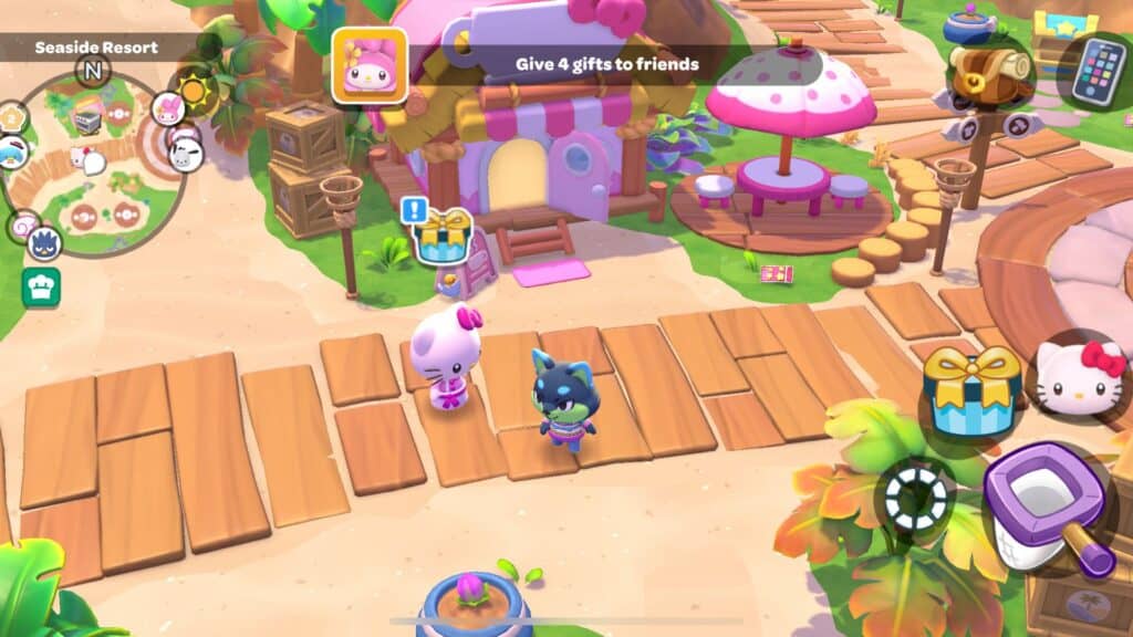 Screenshot of a Hello Kitty village game.