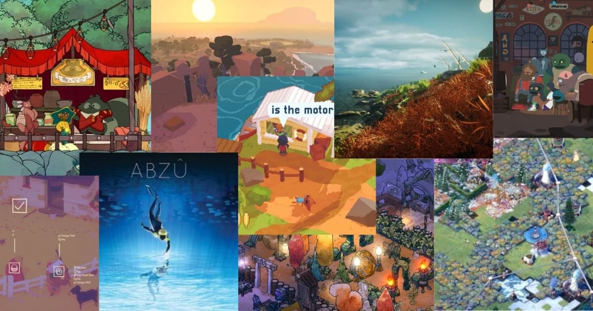 A collage of various video game scenes, featuring diverse environments like forests, oceans, villages, and characters in different art styles.