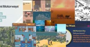 A collage of various video game screenshots, each displaying different art styles, game interfaces, and scenes from simulation or adventure games.